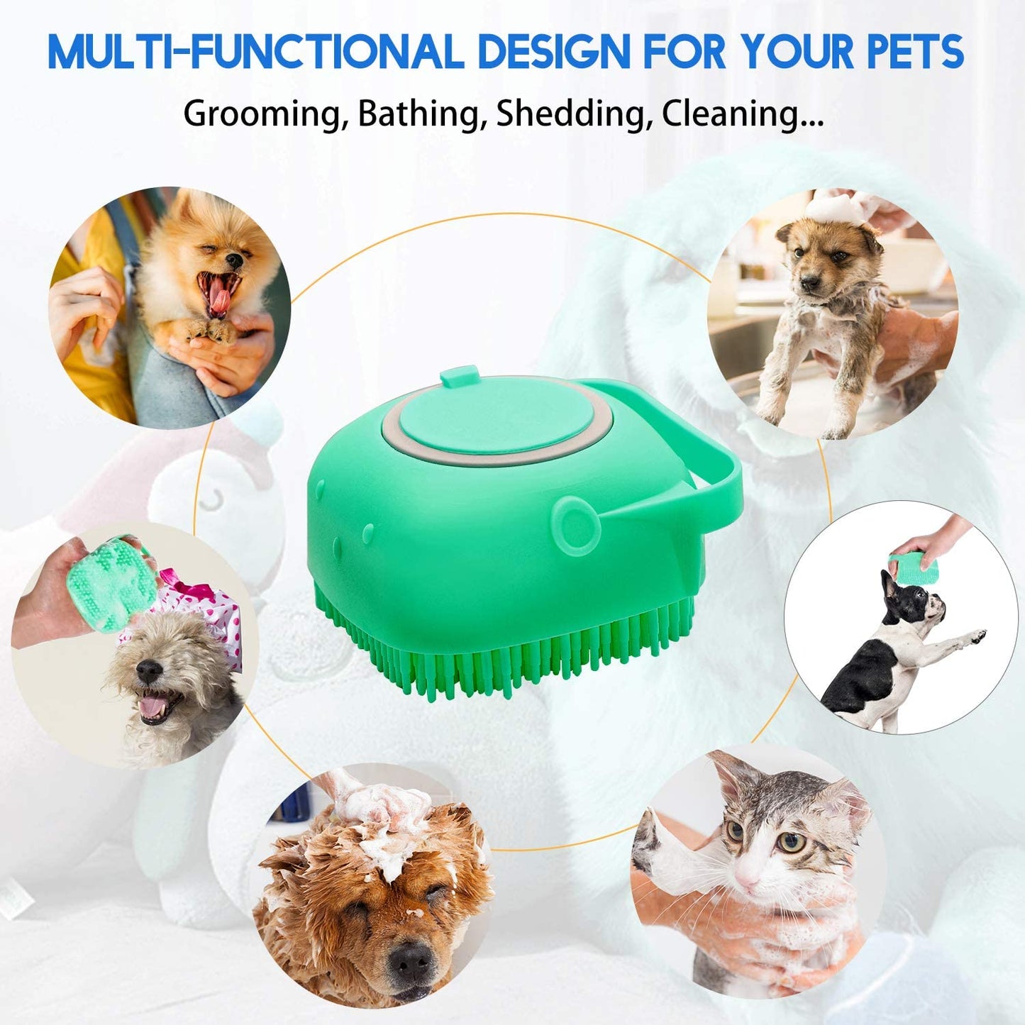 Petsy - Bathing Brush for Pets With inbuilt Soap Dispenser